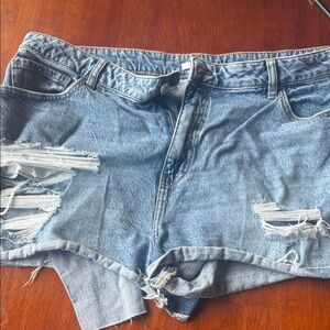 Forever 21 Light Blue Ripped Jean Shorts